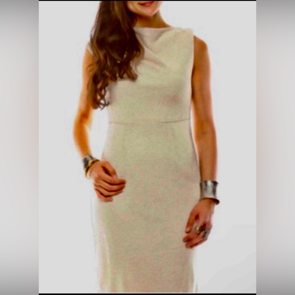 NWT XS Anthropologie Cap Sleeve Cream & Gold Knit Dress.